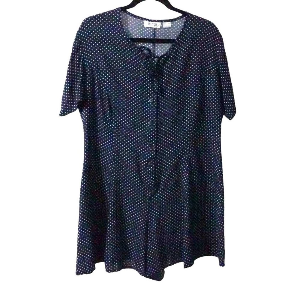 Vintage Sostanza Romper Size M Rayon Polka Dot Print 90s Shorts Jumper Button Fr